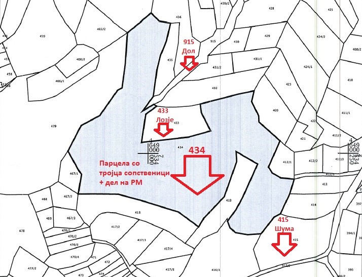 Приказ на парцела 434; документ од Агенција за катастар на недвижности
