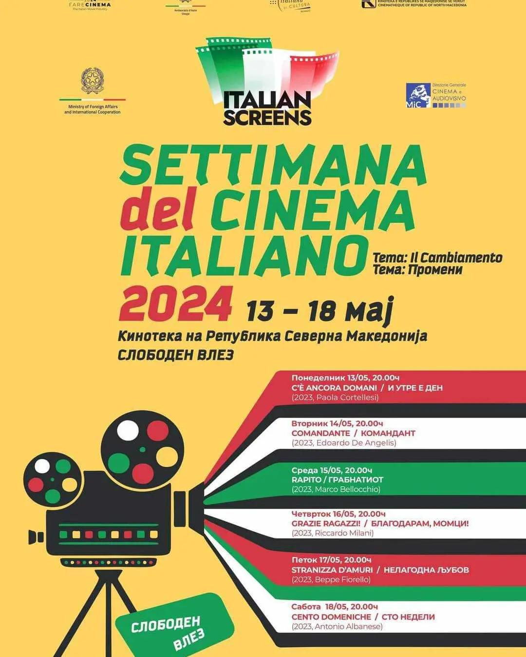 „Неделата на италијанскиот филм“ во Кинотека на Македонија